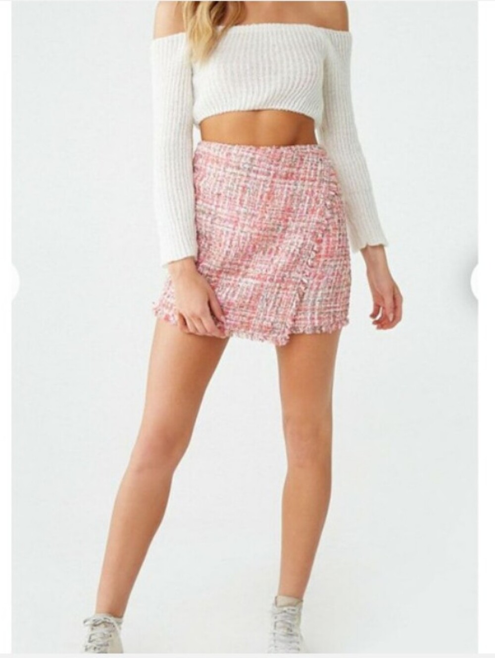 Forever 21 Tweed Flap Skirt Pink Shorts With Pockets